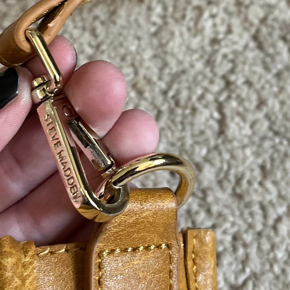 Steve Madden, Leather Crossbody EUC, Gold Spike Accents, Adjustable Strap - Picture 9 of 16